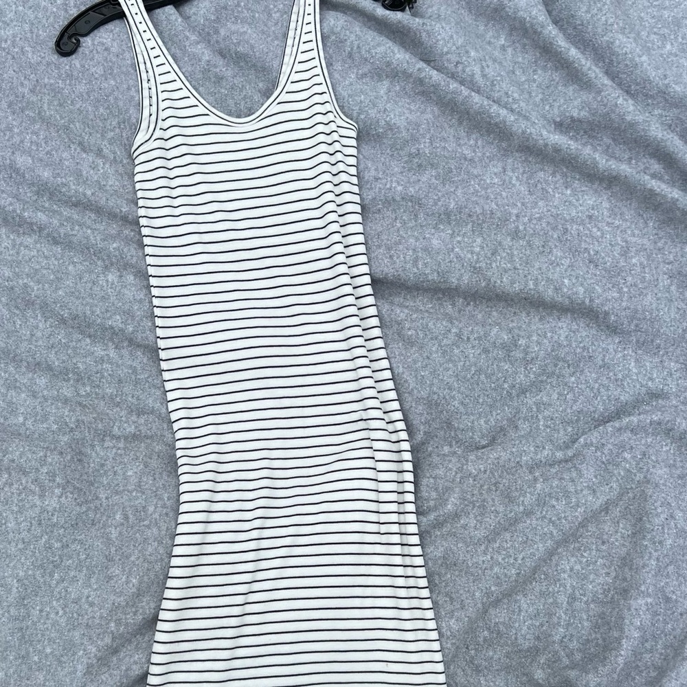Navy and White Stripe stretch dress